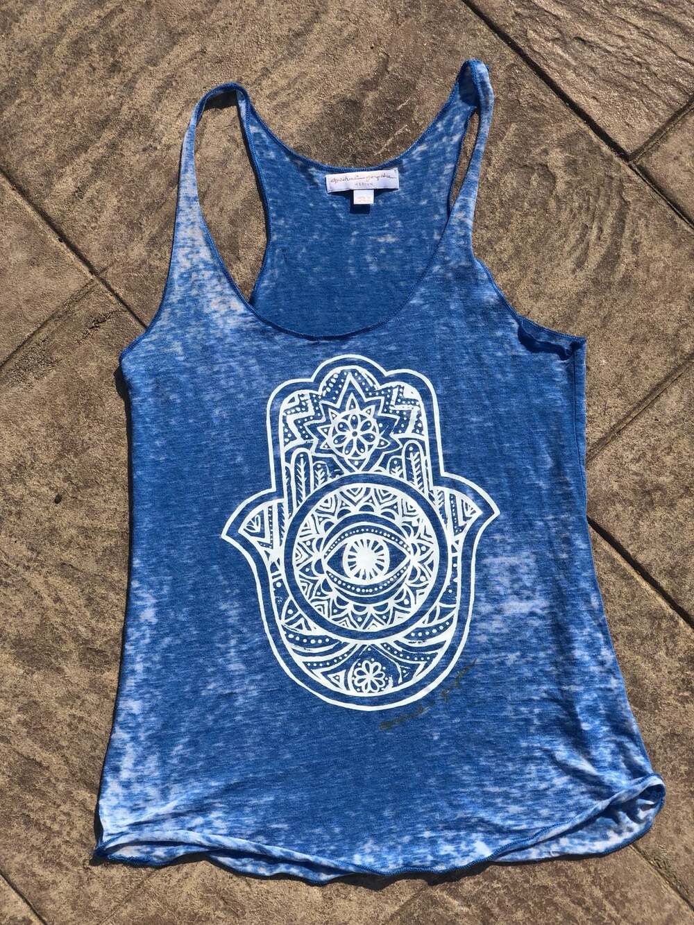 Spiritual Gangster Hamsa Hand Graphic Burnout Racerback Tank Top